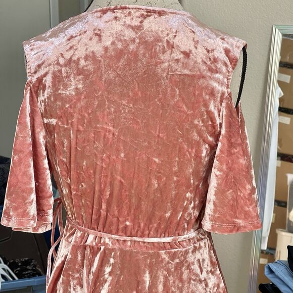 Miami Wrap Dress Small Off Shoulder Velvet Romantic Y2K 90s Festival Party - Picture 9 of 15